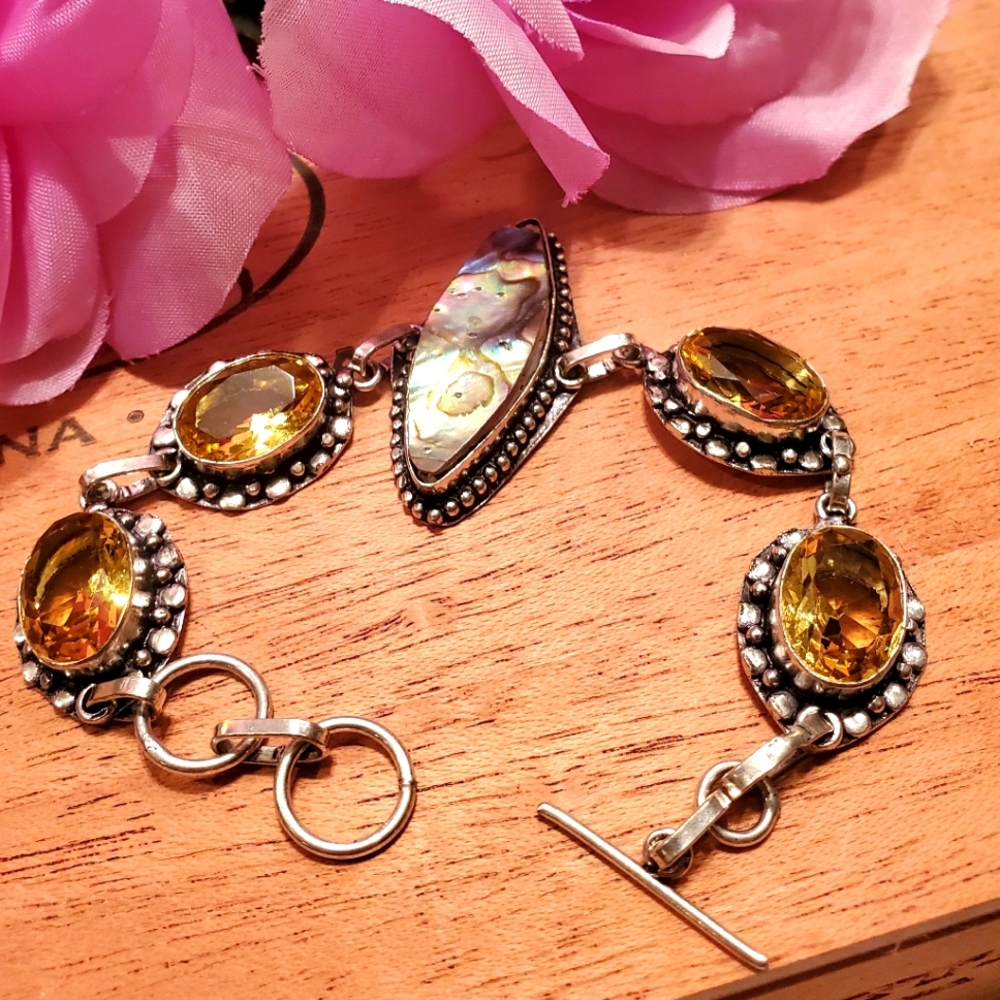 Citrine and abalone bracelet